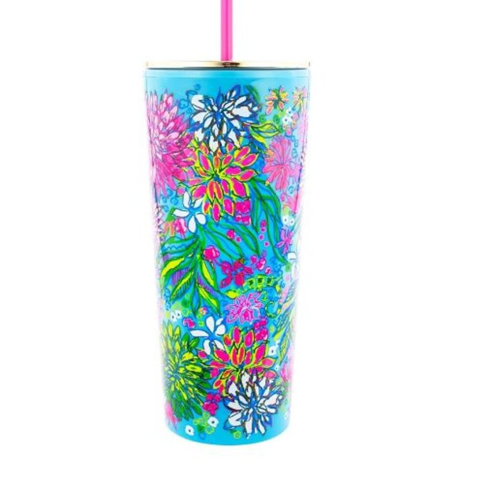 Lilly Pulitzer Double wall tumbler with reusable straw - Picture 2 of 9